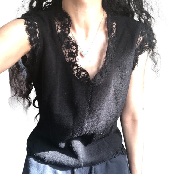 Amuleti vintage lace trim wool Blouse - Picture 4 of 16